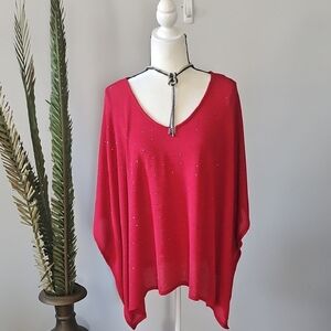 Simply Noelle Vibrant Red Knit Batwing Top